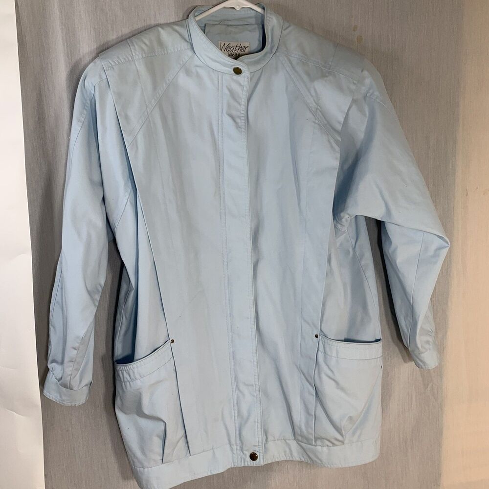 Vintage Weather Master Jacket Medium Blue  Lined Zip Up Made in Hong Kong EUC